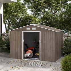 Garden Shed Storage Unit with Locking Door Floor Foundation Air Vent Light Brown