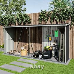 Garden Shed Tool Firewood Storage Shed Log Store Galvanized Metal Outdoor Patio