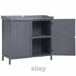 Garden Storage Cabinet, Tool Shed, Potting Bench Table with Galvanized Top