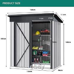 Garden Storage Shed Box 5X3FT Metal Lockable Outdoor Tools House Sloped Roof