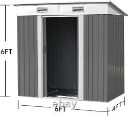 Garden Storage Shed Outdoor Bike Metal Pent Tool Shed House with Door & Roof GB