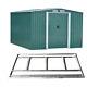 Green Garden Shed Apex Roof 8ft X 10ft Metal Tool Storage With Free Base
