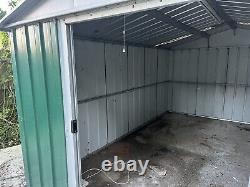 Green/silver Yardmaster Apex Metal Shed 9ft 2 inch x 12ft 6 inch (2.8m x 3.8m)