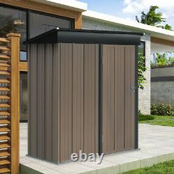 Grey / Brown Pent Metal Shed Outdoor Garden Tools Storage with Base 5ft x 3ft