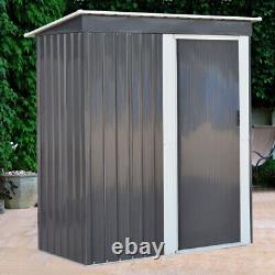 Grey Metal Steel Sheds Outdoor Patio Tool Storage Garden Shed Free Foundation