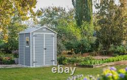 Keter Manor 6x5 Ft Weather-Resistant Lockable Garden Storage Shed, Grey
