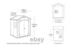 Keter Manor 6x5 Ft Weather-Resistant Lockable Garden Storage Shed, Grey