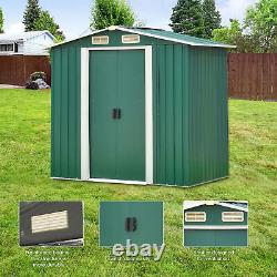 Large Metal Garden Shed 6X4,8X4,5X3ft Outdoor Storage House with Base Foundation