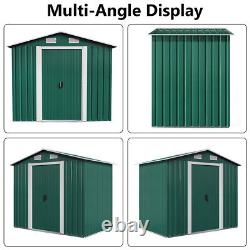 Large Metal Garden Shed 6X4,8X4,5X3ft Outdoor Storage House with Base Foundation