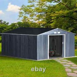 Large Outdoor Garden Storage Shed 2 Doors Galvanised Metal 13 X 11ft Storage
