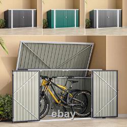 Locking Garden Metal Bicycle Bike Shed Storage Tool Container Patio Bin Store