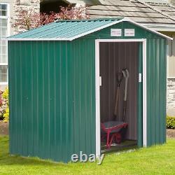 Metal 7x4 ft Garden Shed-Green Storage Outdoor Shed