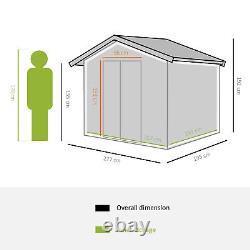 Metal 9x6 ft Garden Shed Storage Door Roof Building Container-Green