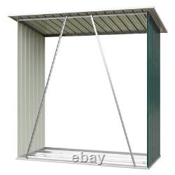 Metal Apex Roof Garden Shed Opening Log Store Outdoor Wood Storage Firewood Shed