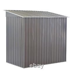 Metal Garden Shed 6 X 4FT Pent Roof Outdoor Tools Storage with Foundation -Grey