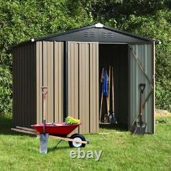 Metal Garden Shed 6 X 8ft Gabled Roof Yard Tool Box Lockable Storage