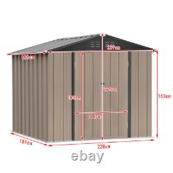 Metal Garden Shed 6 X 8ft Gabled Roof Yard Tool Box Lockable Storage