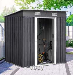 Metal Garden Shed 6x4 Storage Utility Room Sliding Door Tool Bicycle Pent Roof