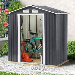 Metal Garden Shed Apex Roof 5-Size Storage House Tool Sheds with Free Foundation