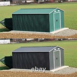 Metal Garden Shed Apex Roof 5-Size Storage House Tool Sheds with Free Foundation