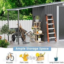 Metal Garden Shed Apex Roof 8 X 4 FT Tool Storage House with Double Sliding Door