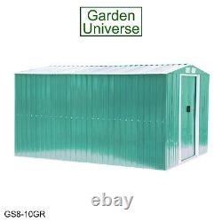 Metal Garden Shed By Garden Universe 8' x 10' Storage Green Inc Base Frame