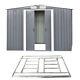 Metal Garden Shed Grey 8 X 6 Outdoor Apex Roof 2 Door Free Foundation