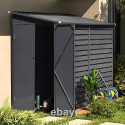 Metal Garden Shed Outdoor Tool Storage Organizer House 4.7 x 8.8 ft Dark Grey