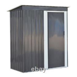 Metal Garden Shed Outdoor Tool Storage Organizer Small House 5 x 3ft Deep Grey