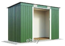 Metal Garden Shed PENT Roof 6.6 x 4ft Outdoor Storage Green Grey Foundation Kit
