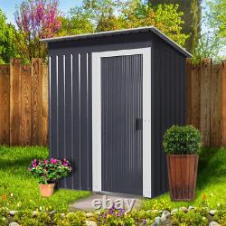 Metal Garden Shed Pent Roof Tool Bike Storage House Anthracite with Sliding Door