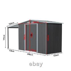 Metal Garden Shed Sheds 4 6 8 10 FT X 8 FT Apex Roof Outdoor Storage Tools House