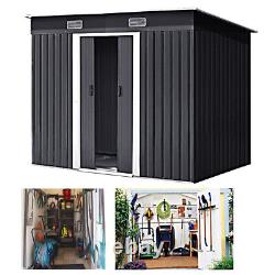 Metal Garden Shed Storage Sheds Heavy Duty Outdoor With Free Base Foundation New