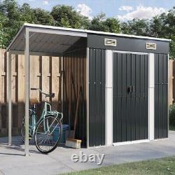 Metal Garden Shed Storage Sheds Heavy Duty Outdoor with Extended Roof Steel