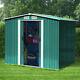 Metal Outdoor Storage Garden Shed 8 X 8ft Tool Sheds House With Base & Slid Door
