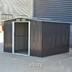 Metal Shed 8 x 8 FT Deep Grey Apex Garden Shed Outdoor Storage Cabinet Toolsheds