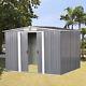 New 8x10ft Metal Garden Shed Apex Roof Outdoor Tool Storage With Free Foundation