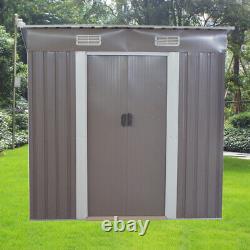 New Metal Garden Shed 6 X 4FT Pent Roof Outdoor Tools Storage House with Base