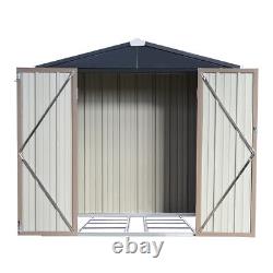 New Metal Garden Shed 6 X 8 Gabled Roof Yard Storage Tool Box with Lock Lockable