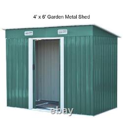 Outdoor Garden Metal Shed Storage 2 Door Pent Apex Roof With Free Base Foundation
