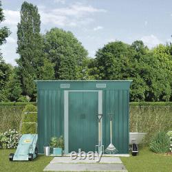 Outdoor Garden Shed Metal Tool Storage House Flat Roof With Free Base 4x6ft 4x8ft