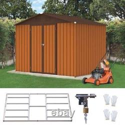 Outdoor Metal Garden Shed Storage Backyard Tool Organizer Brown 6 ft. X 8 ft