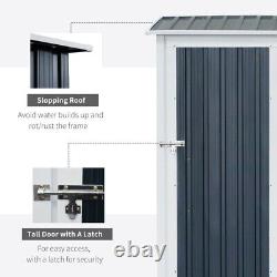 Outdoor Metal Storage Shed Grey Tool Storage Cabinet Garden Waterproof House