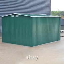 Outdoor Storage Metal Garden Shed 10 x 8 Apex Roof Bike Tool House Base Included