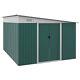 Outsunny 11.3x9.2ft Steel Garden Storage Shed With Sliding Doors & 2 Vents, Green