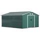 Outsunny 13 X 11ft Garden Storage Shed With2 Doors Galvanised Metal Green