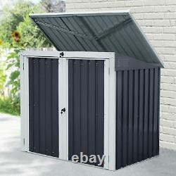 Outsunny 2-Bin Corrugated Steel Rubbish Storage Shed with Locking Doors Lid Unit