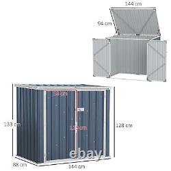 Outsunny 2-Bin Steel Rubbish Storage Shed with Double Locking Doors, Openable Lid