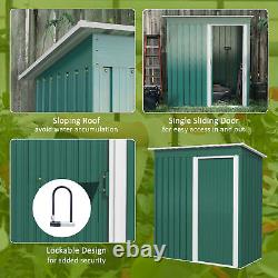 Outsunny 5 x 3ft Garden Storage Shed Sliding Door Sloped Roof Tool Green