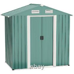 Outsunny 6ft x 4ft Metal Shed Garden Shed with Double Door & Air Vents, Green